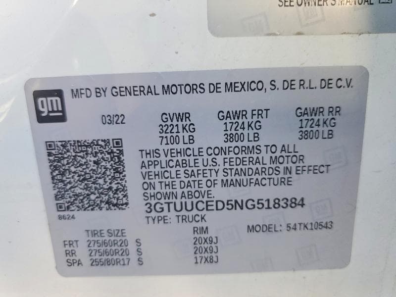 2022 GMC SIERRA K1500 ELEVATION 12