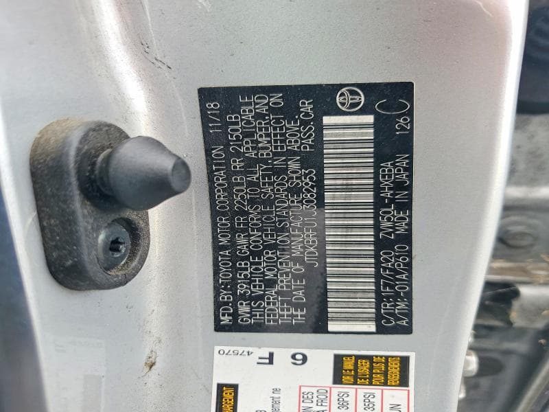 2018 TOYOTA PRIUS ONE 12