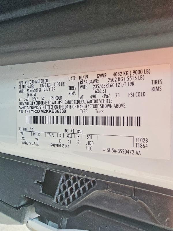 2019 FORD TRANSIT T-250 12