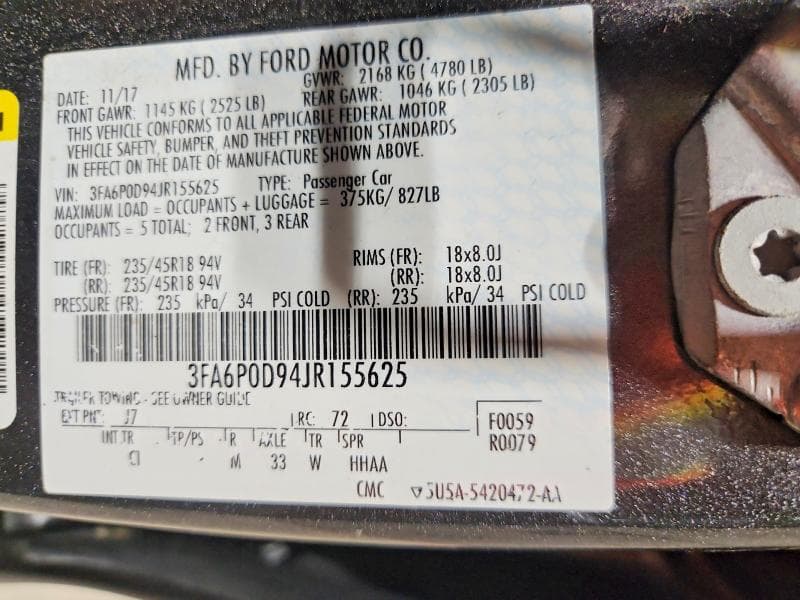 2018 FORD FUSION TITANIUM 13