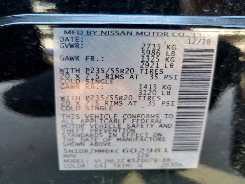 2019 NISSAN PATHFINDER PLATINUM 14