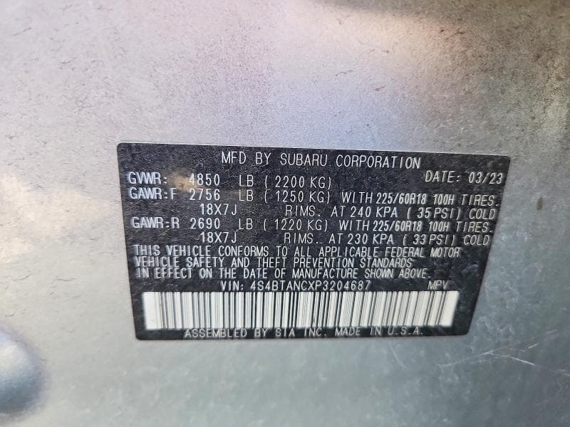 2023 SUBARU OUTBACK LIMITED 12