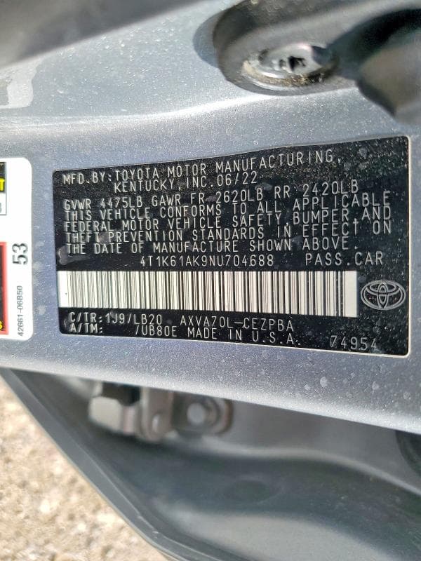 2022 TOYOTA CAMRY XSE 12