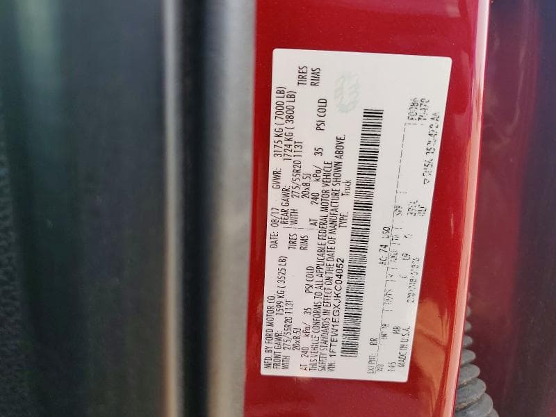 2018 FORD F150 SUPERCREW 12