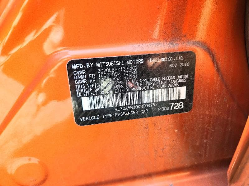 2019 MITSUBISHI MIRAGE LE 13