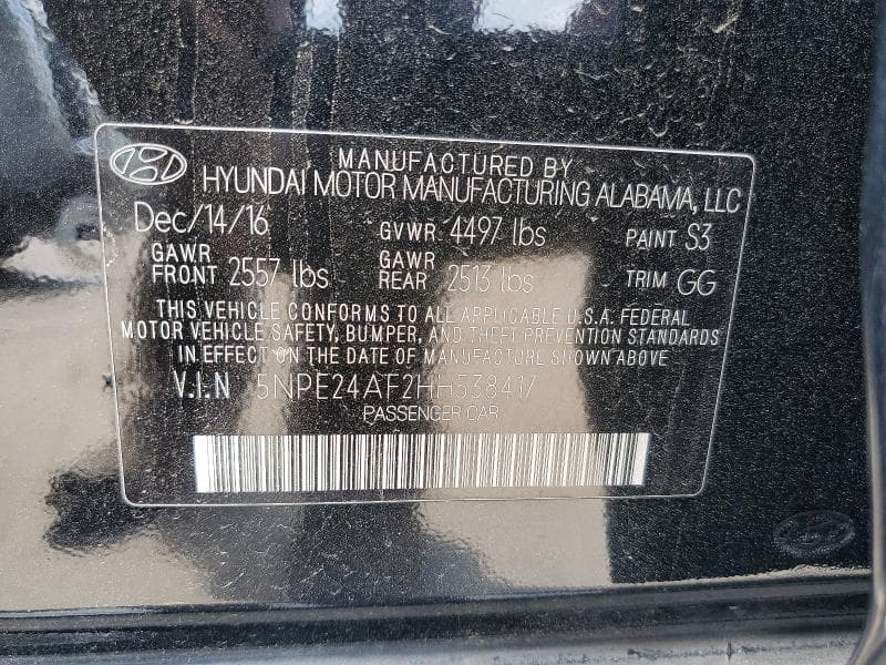 2017 HYUNDAI SONATA SE 12