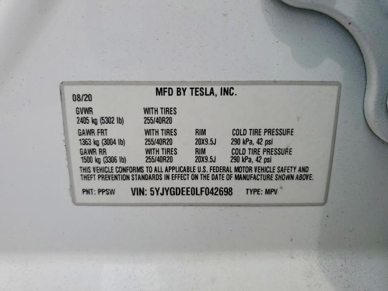 2020 TESLA MODEL Y 13