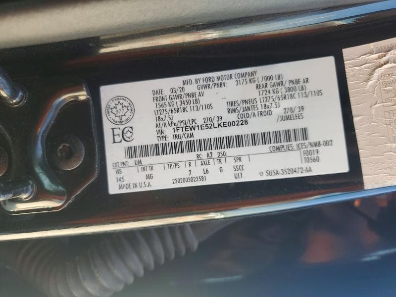 2020 FORD F150 SUPERCREW 12