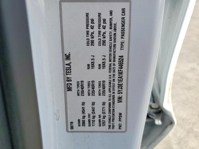 2019 TESLA MODEL 3 12