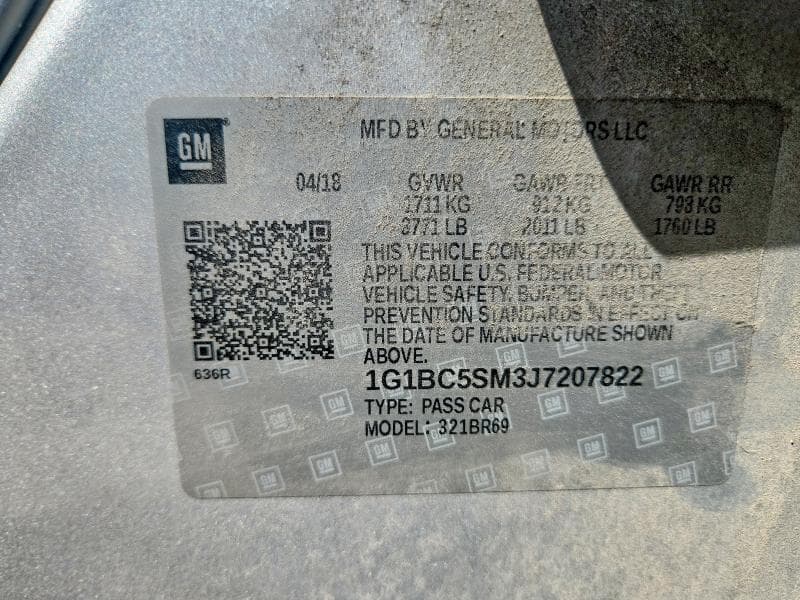 2018 CHEVROLET CRUZE LS 12