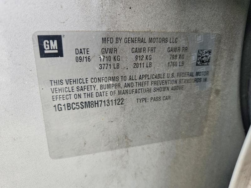 2017 CHEVROLET CRUZE LS 12