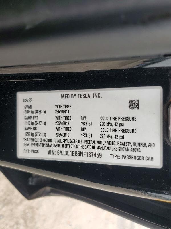2022 TESLA MODEL 3 12