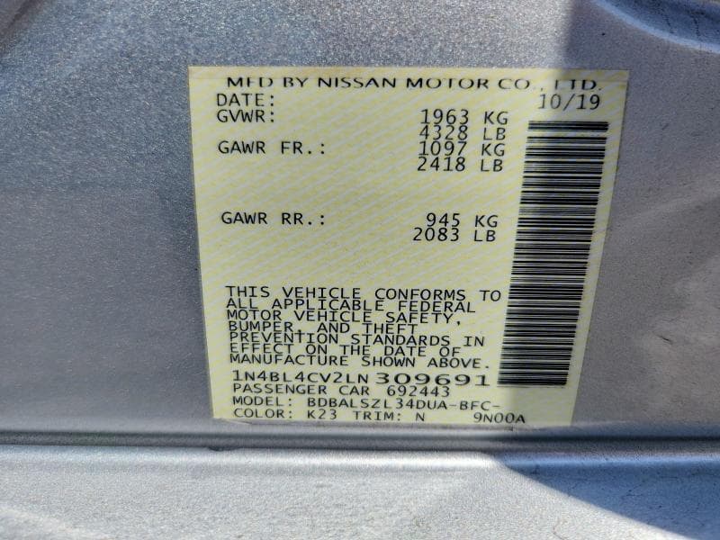 2020 NISSAN ALTIMA SR 12