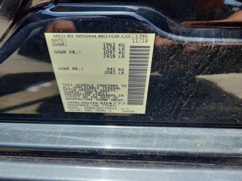 2019 NISSAN ALTIMA SV 13
