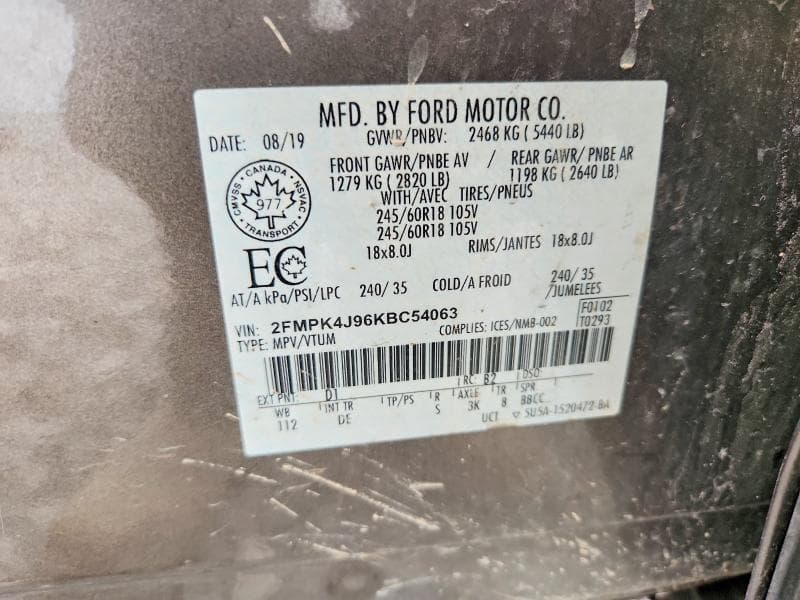2019 FORD EDGE SEL 13