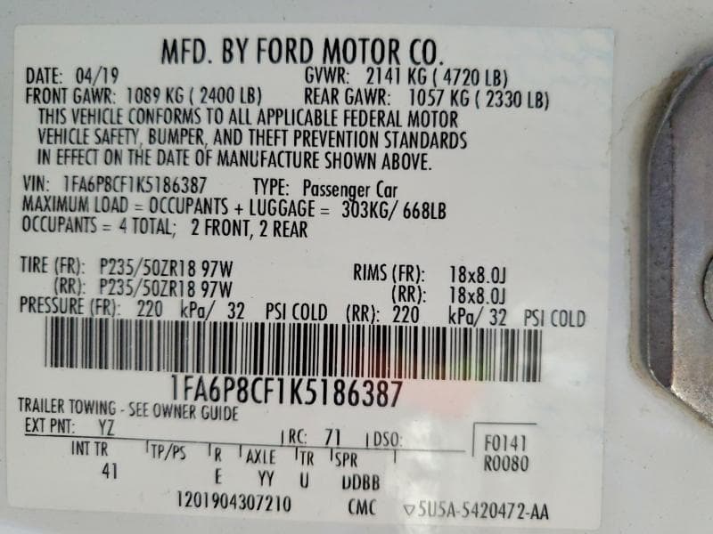 2019 FORD MUSTANG GT 13