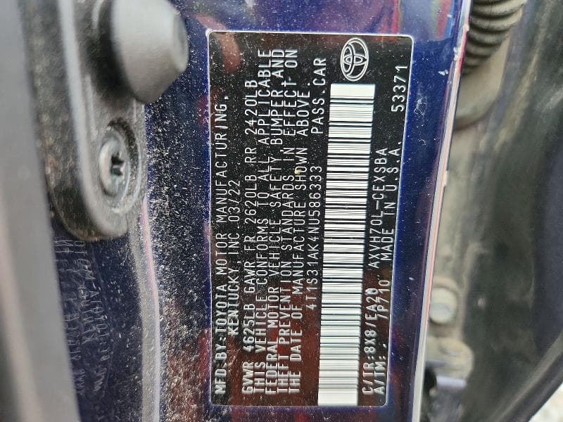 2022 TOYOTA CAMRY HYBRID SE 12
