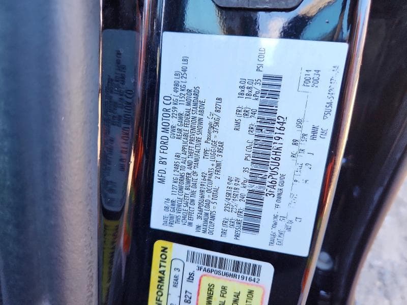 2017 FORD FUSION TITANIUM PHEV 12