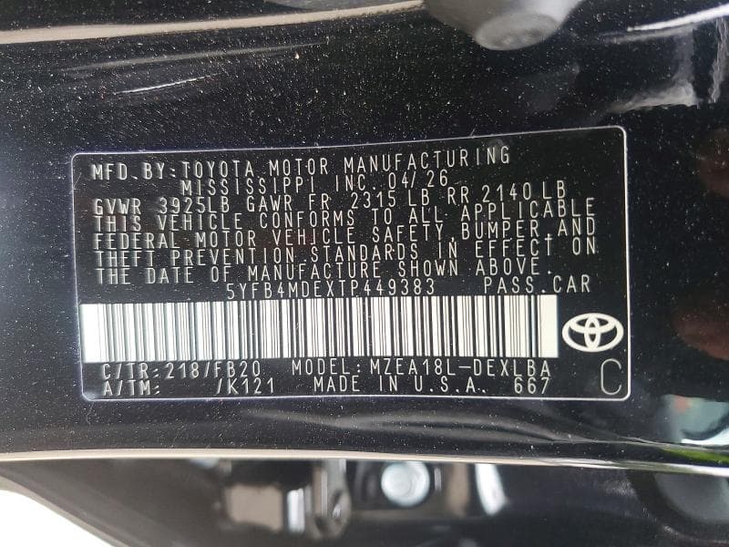 2026 TOYOTA COROLLA LE 12