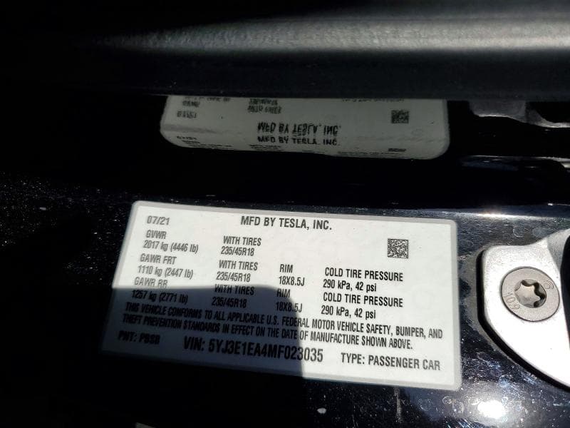 2021 TESLA MODEL 3 13