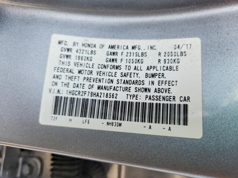 2017 HONDA ACCORD EX 12