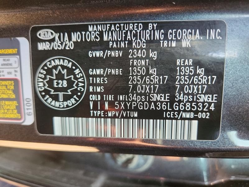 2020 KIA SORENTO L 14