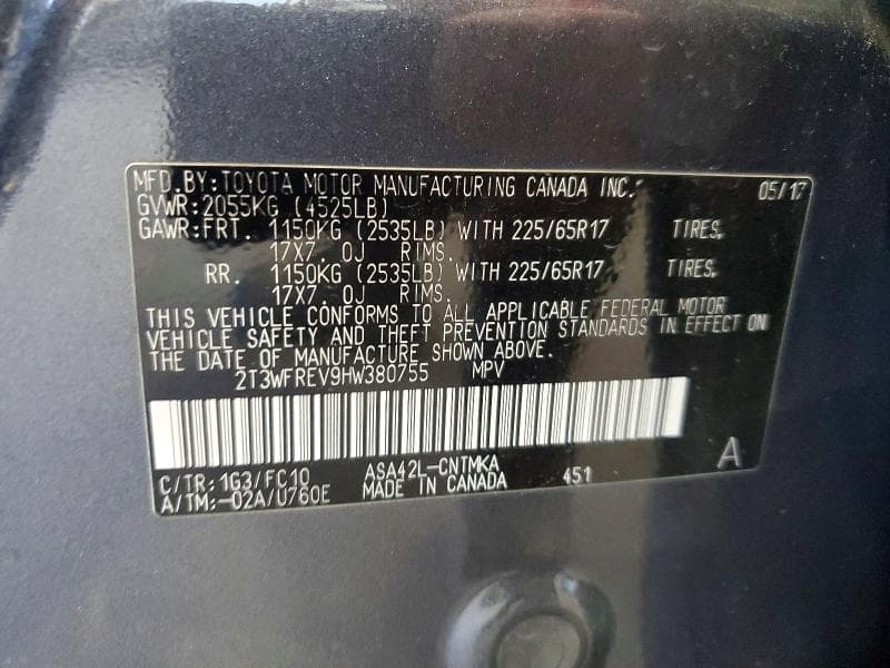 2017 TOYOTA RAV4 XLE 12