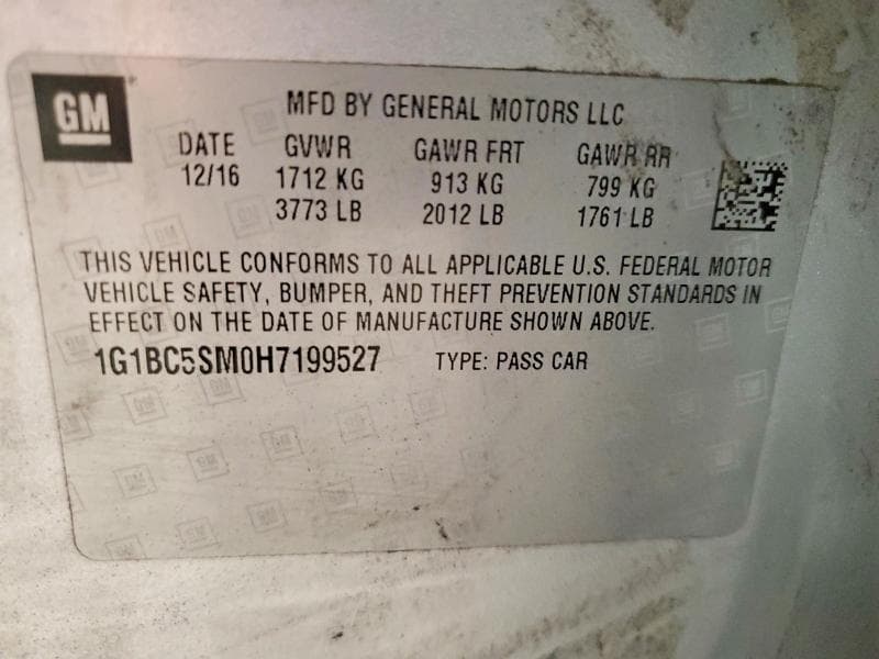 2017 CHEVROLET CRUZE LS 12