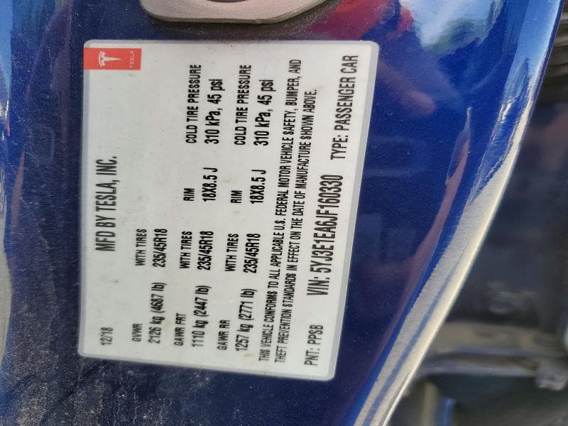 2018 TESLA MODEL 3 14