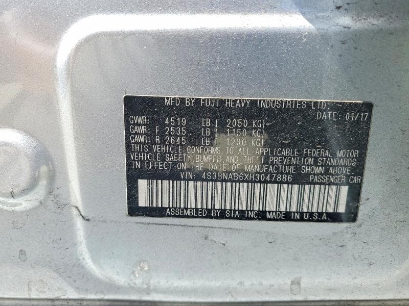 2017 SUBARU LEGACY 2.5I 12