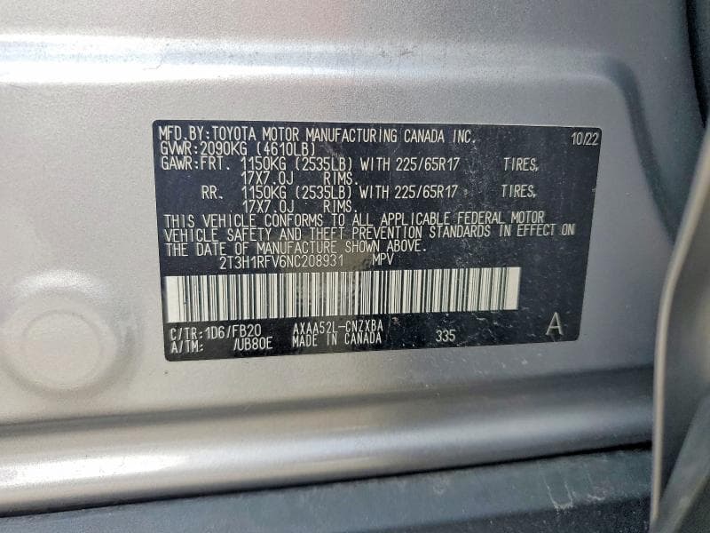 2022 TOYOTA RAV4 LE 13