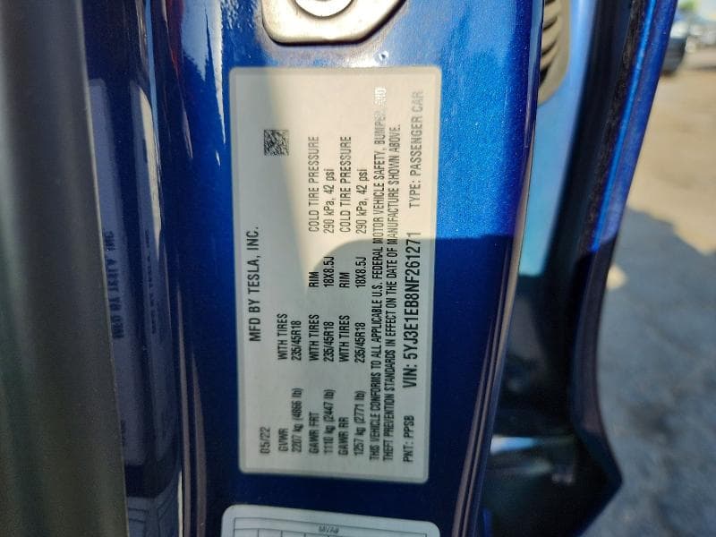 2022 TESLA MODEL 3 12