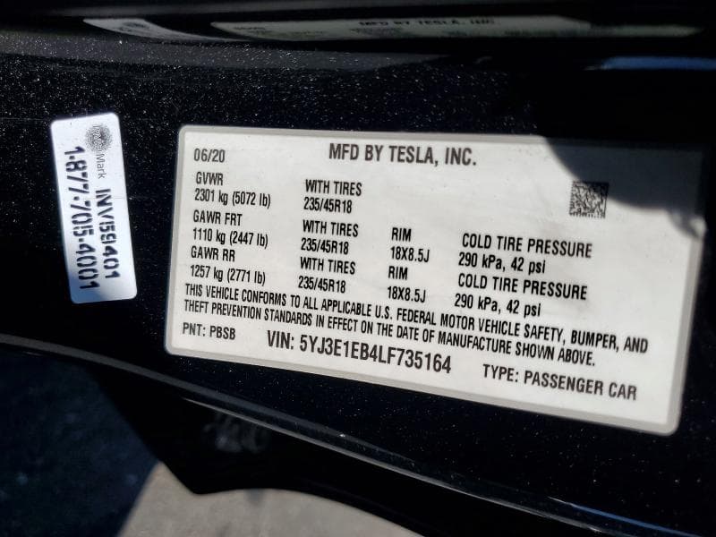 2020 TESLA MODEL 3 13