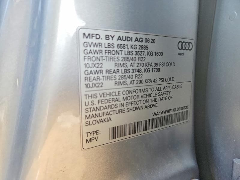 2020 AUDI SQ8 PREMIUM PLUS 12