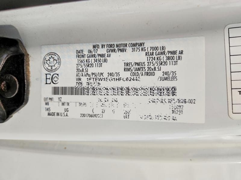 2017 FORD F150 SUPERCREW 12