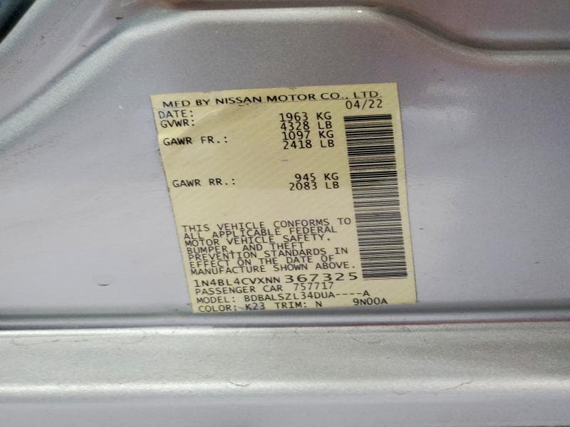 2022 NISSAN ALTIMA SR 12