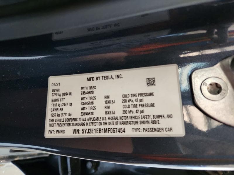 2021 TESLA MODEL 3 12