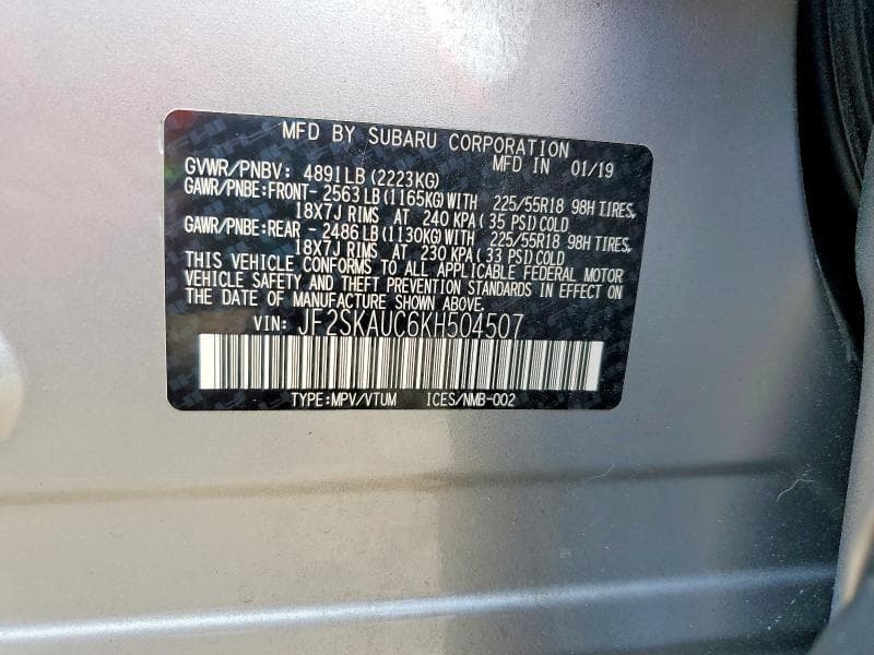 2019 SUBARU FORESTER LIMITED 13