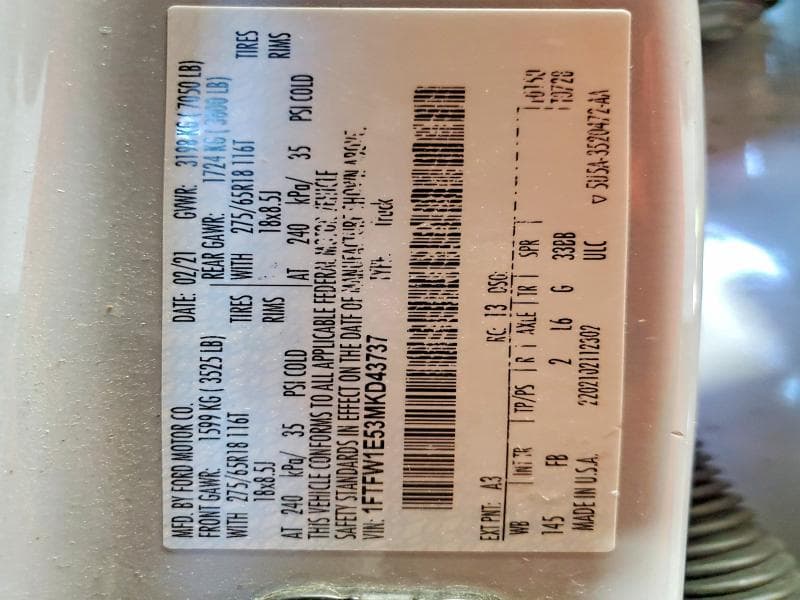 2021 FORD F150 SUPERCREW 12