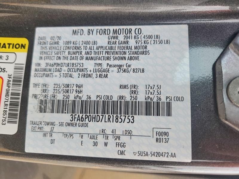2020 FORD FUSION SE 12