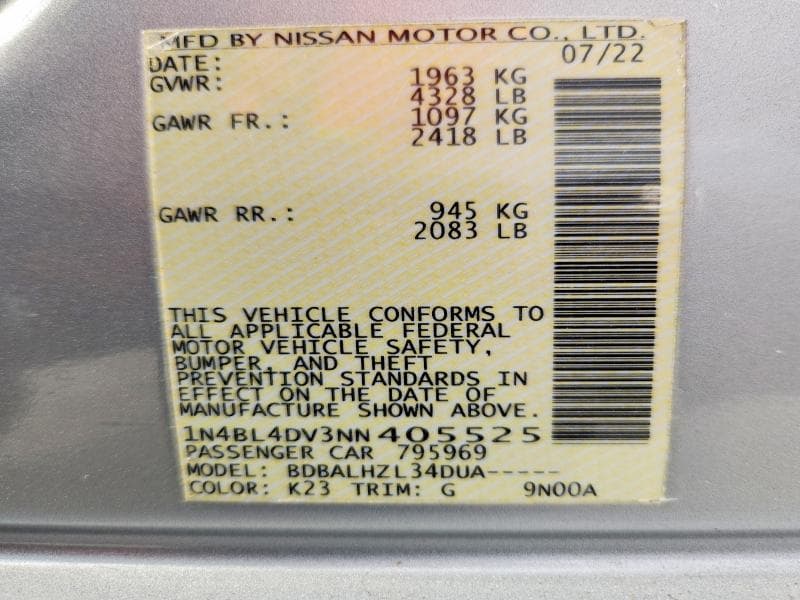2022 NISSAN ALTIMA SV SV 13