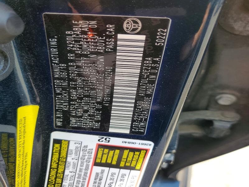 2018 TOYOTA CAMRY SE 13