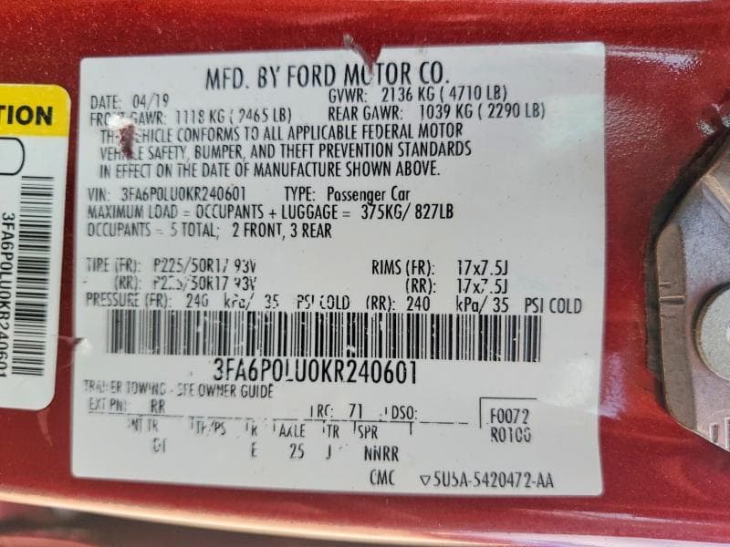2019 FORD FUSION SE 12