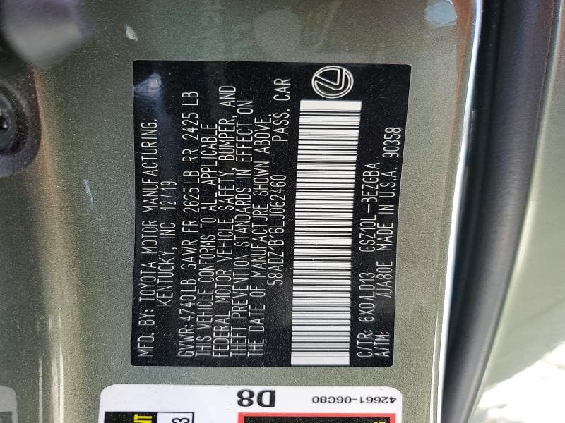 2020 LEXUS ES 350 14