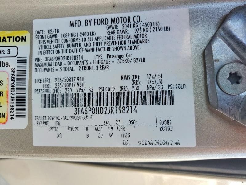 2018 FORD FUSION SE 13