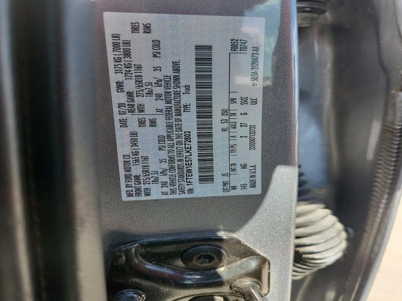 2020 FORD F150 SUPERCREW 12