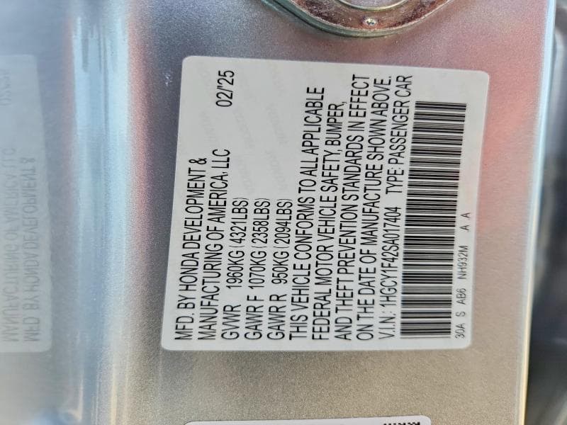 2025 HONDA ACCORD SE 12