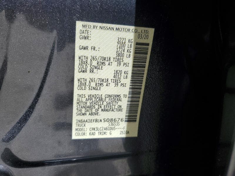 2020 NISSAN TITAN SV 12