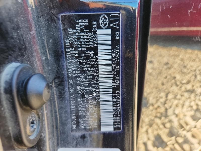 2017 TOYOTA COROLLA LE 12
