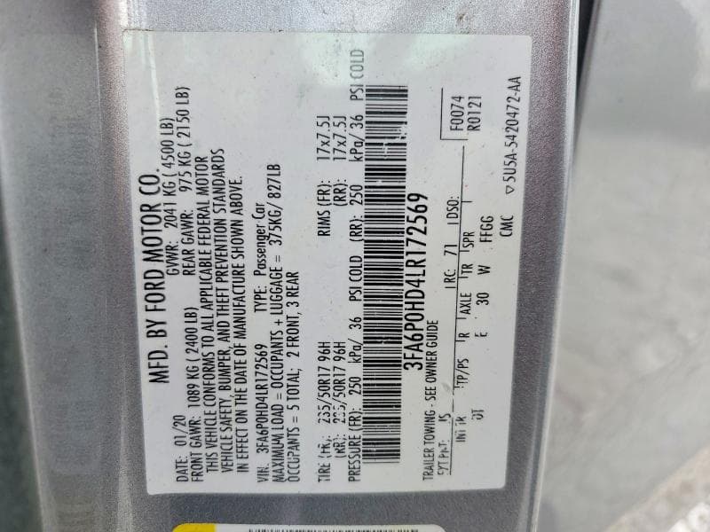 2020 FORD FUSION SE 12